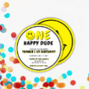 Search for one happy dude birthday invitations Yellow