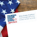 Search for red white and blue return address labels America