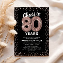 Search for cheers to 80 years birthday invitations Rose gold