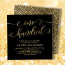 Search for 100 birthday invitations Black and gold