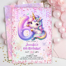 Search for unicorn 6th birthday invitations Rainbow