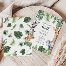 Search for wild jungle baby shower invitations Wild tropical greenery leaves