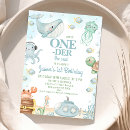 Search for under the sea 1st birthday invitations Whale