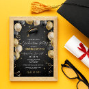 Search for balloons graduation invitations Black and gold