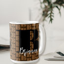 Search for white and brown mugs Script typography