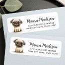 Search for pug dog return address labels Cute