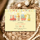 Search for animal train birthday invitations Watercolor