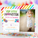 Search for our little monster birthday invitations Pink