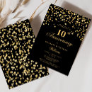 Search for cheers to 10 years invitations Black and gold