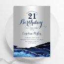 Search for navy blue silver birthday invitations Trendy