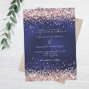 Search for rose gold glitter wedding invitations Navy blue