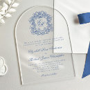 Search for monogram crest wedding invitations Dusty blue