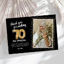 Search for 70th birthday thank you cards Black and gold