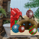 Search for funny christmas shower curtains Cat