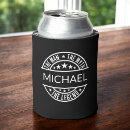 Search for funny fathers day can coolers Black and white