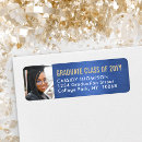 Search for blue and gold graduation return address labels Graduate