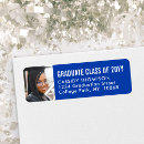 Search for royal blue and white return address labels Graduation party