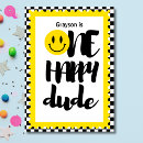 Search for one happy dude birthday invitations Checkers
