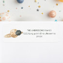 Search for planets return address labels Watercolor