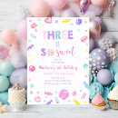 Search for candy 3rd birthday invitations Three is so sweet