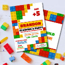 Search for building block invitations Colourful for boys