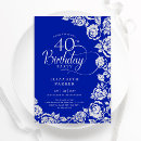 Search for royal blue 40th birthday invitations Elegant