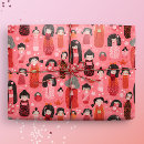Search for japanese doll wrapping paper Kokeshi