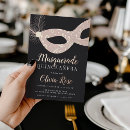 Search for pink and black masquerade party invitations Elegant