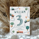 Search for train 3rd birthday invitations Boy