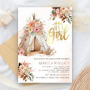 Search for teepee baby girl shower invitations Pink and gold