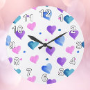 Search for pink heart clocks Watercolor