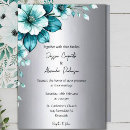 Search for teal and silver wedding invitations Chic