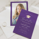 Search for purple and gold graduation invitations Elegant