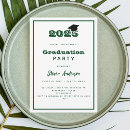 Search for green graduation invitations Green and white