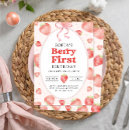 Search for berry sweet one birthday invitations Pink red