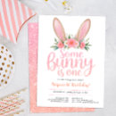 Search for some bunny is turning 1 invitations Baby girl