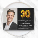 Search for balloons 30th birthday invitations Black and gold