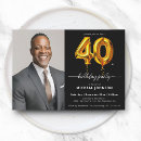 Search for black balloons 40th birthday invitations Black and gold
