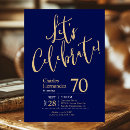 Search for blue and gold 70th birthday invitations Modern