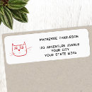 Search for red cat return address labels Cartoon