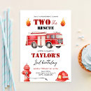 Search for rescue birthday invitations Firetruck