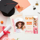 Search for pink orange graduation invitations High school graduation