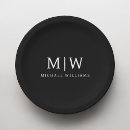 Search for black and white paper plates Initials