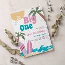 Search for beach 1st birthday invitations Surfing party