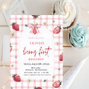 Search for plaid invitation 1st birthday invitations Berry first