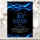 Search for blue black 40th birthday invitations Modern