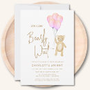 Search for digital teddy bear baby shower invitations Pink
