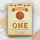 Search for basketball 1st birthday invitations First