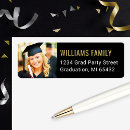Search for gold and black graduation return address labels Modern