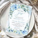 Search for silver engagement party invitations Dusty blue